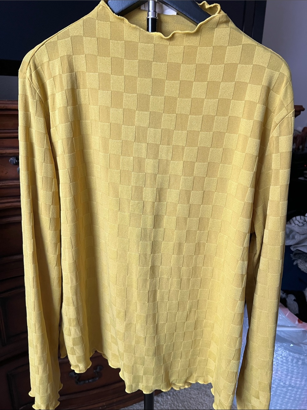 Textured Yellow Long Sleeve Top